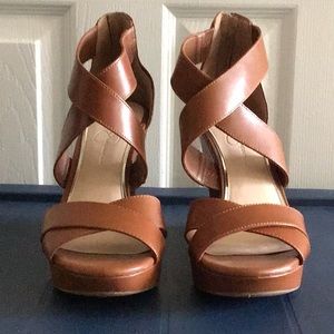 Jessica Simpson Wedges; 4 in. wedge height; brown